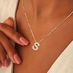 18K Bubble Letter Necklace Gold for Women, Initial Necklaces Rhinestone Chunky Bubble Letter Necklace for Her, Charm Puff Name Pendant Alphabet Necklaces Non Tarnish Gold Plated Jewelry - Image 3