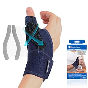 Comforband Adjustable Thumb Brace with Strap – CMC MCP Joint Thumb Spica Splint for Pain Relief, Arthritis, Tendonitis, De Quervains Tendosynovitis, Sprains, Skier’s Thumb, Trigger Thumb Immobilizer
