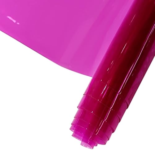 HYANG - Hojas de vinilo holográfico de piel sintética transparente de PVC transparente de color rosa oscuro, 1 rollo de 12 x 47 pulgadas (11.8 in x