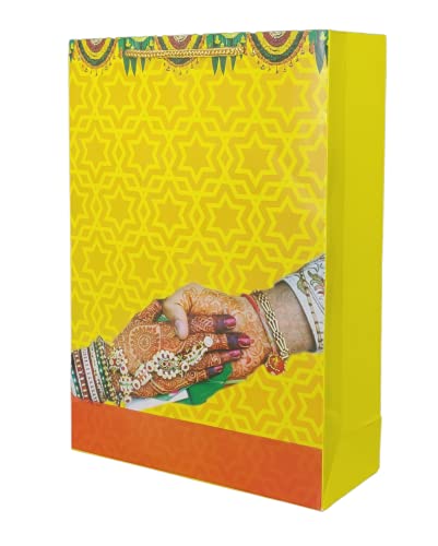 Image of Arrow Paper Products Paper Gift Bags For Marriage Return Gift, Small Presents (Pack Of 30), Yellow