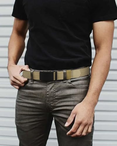 Image of CHAOREN 1.5 inch Nylon Ratchet Belts for Men - Adjustable Casual Work Belt with Slide Buckle - Trim to Fit