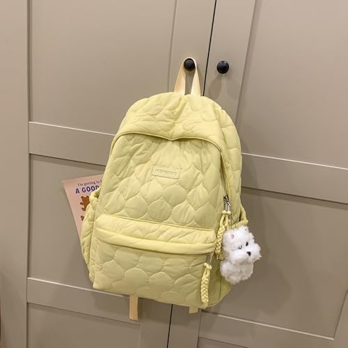 JHTPSLR Puffer Backpack Quilted Backpack for Women Puffy Bags Trendy Casual Daypack Daily Travel Lightweight (Yellow)3