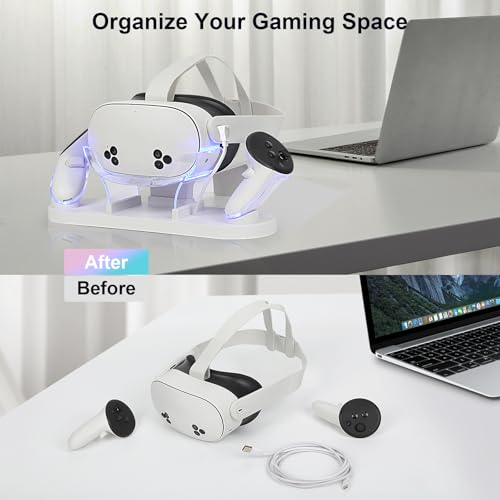 Station de charge pour Meta Quest 3S avec LED RVB et recharge rapide USB-C - 4
