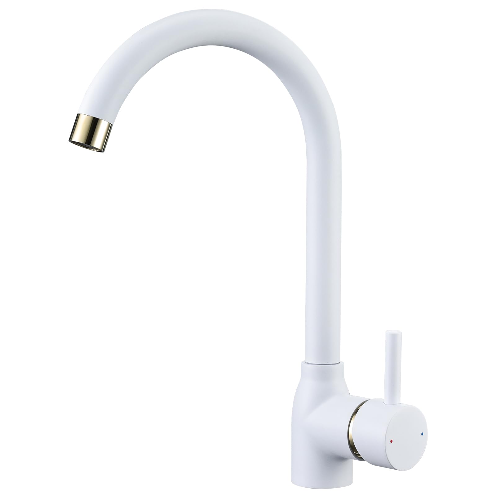 Hapilife White Kitchen Tap Monobloc Single Lever 360° Swivel Spout Retro