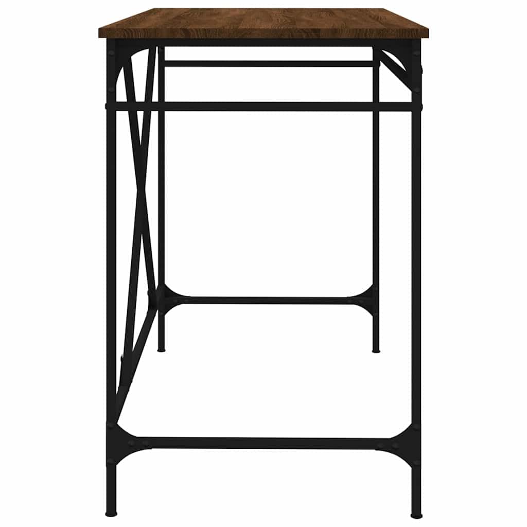 Escritorio marrón con aspecto de roble y hierro, 100 x 50 x 75 cm, mesa de oficina estable con amplia superficie de trabajo para oficina en casa, oficina, estudio y juegos