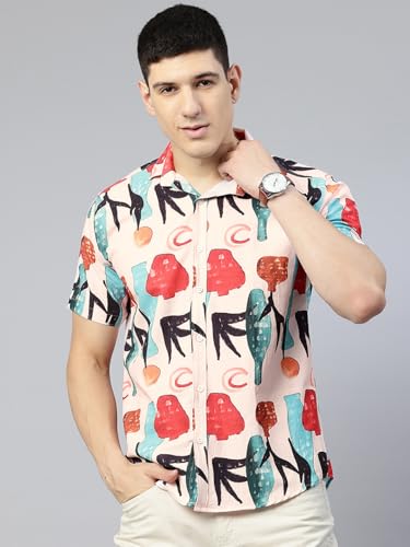 Image of Luxrio Casual Printed Textured Fabric Shirt for Men Regular Fit Cotton Blend
