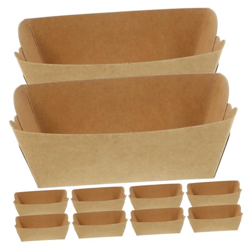 Garneck 100pcs Kraft Paper Food Trays Lids Disposable Takeaway Containers for Fast Food Snack Bar Cafe