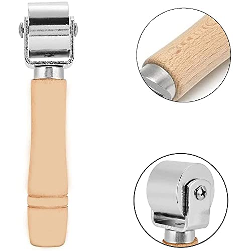 Lederen Press Roller, Lederen Lijm Randen Roller, Lijm Lamineren Tool, Houten Behang Rollers Gereedschap, Lederen Press Roller Met Houten Handvat Drukrol - Afbeelding 4