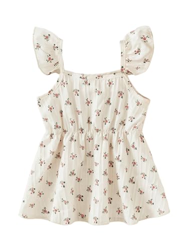 WDIRARA Toddler Girl's Floral Ruffle Cap Sleeve Blouse Cute Peplum Tops