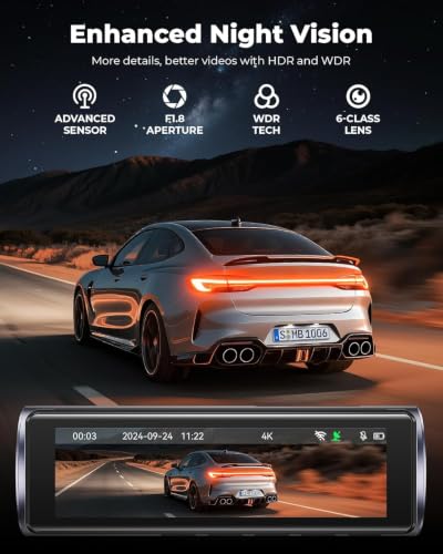 UVVlO 4K Front and Rear Dash Cam – 3.59" IPS Display, GPS, 5.8GHz WiFi & 64GB Card - Image 6