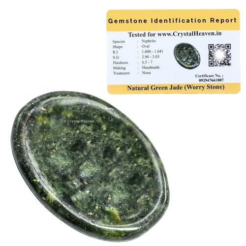Image of Crystal Heaven Certified Green Jade Thumb Worry Pebbles Stones For Anxiety Stress Relief Massage - Aaa Grade Original Healing Gemstone Agate Rubbing Stone For Yoga Meditation Spiritual Reiki Feng Shui