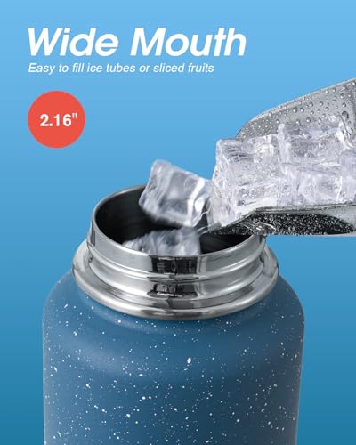 Image of Coolflask 40 oz Water Bottle Insulated with Straw & 3 Leakproof Lids