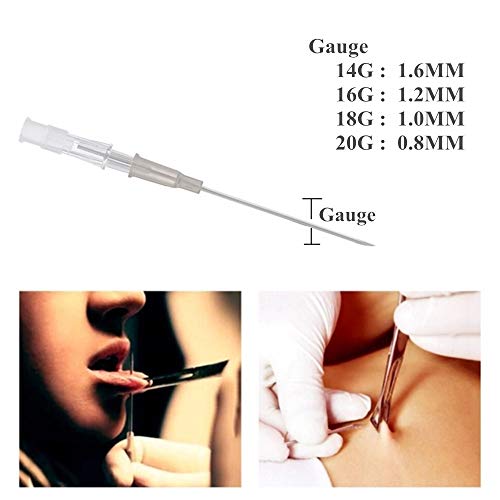 Yuelong 50PCS Catheter Piercing Needles 16 Gauge Body Piercing Needles IV Catheter Needles for Nose Ear Body Piercings Tool Piercing Supplies Piercing Kit (16G) - Thumbnail 5