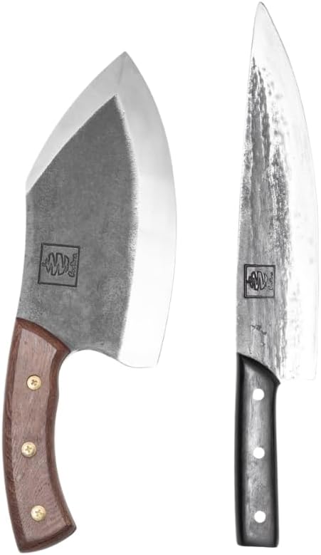 COOLINA Chef's Duo Professional Kitchen Knife Set – Hand-Forged Tungsten XL & Altomino Chef's Knives, High Carbon Steel, Perfect for Precision Chopping, Slicing, and Dicing