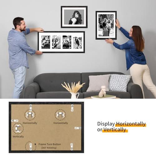 puthiac 9x12 Oak Wood Picture Frams - Minimalist 9x12 Oak Wood Frames, 9"x12" Picture Frame Wood, Natural Solid Wooden Picture Frames for Wall Art Photo and Prints(3 Pack, Black)