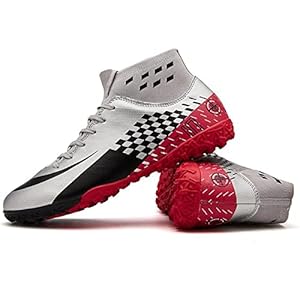 Jongens Voetbalschoenen Kinderen Meisjes Turf Voetbal Training Schoenen Heren Voetbal Beroep Atletiek Voetbal Schoenen Tiener Indoor Outdoor Ademende Niet-slip Voetbalschoenen,Silver crushed nails-42