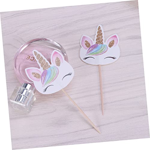 NOLITOY Inserção De Bolo De Cupcake De Chifre 48 Pçs Toppers De Cupcake De Arco-Íris Fondant Present