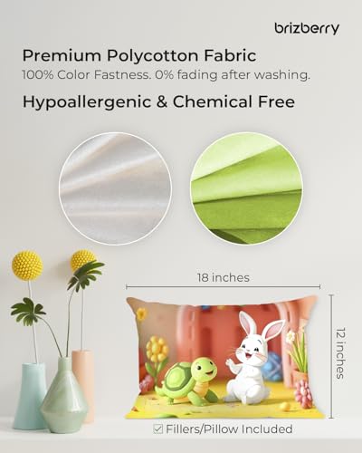 Image of Brizberry Kids Pillow Cushion with Super Soft Fabric | Animal & Cartoon Prints | 12x18 inches (Design 25)