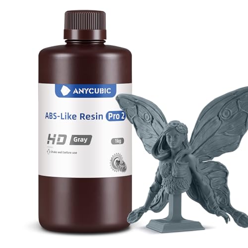 Image of ANYCUBIC 3D Printer Resin, ABS-Like Resin Pro 2 with Enhanced Strength and Toughness, Performance far Superior to ABS-Like, Low Odor, Wide Compatible for All Resin 3D Printers (HD Grey, 1kg)