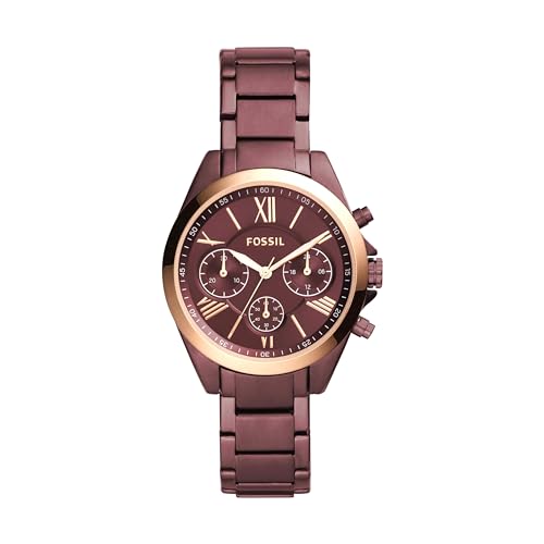 Lista de Reloj Dama Fossil , tabla con los diez mejores. 45 Fossil - Reloj de cuarzo moderno de acero inoxidable para mujer, Vino, Cronógrafo