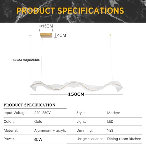 Plafonnier ondulé haut de gamme lustre LED pièce réception - 6