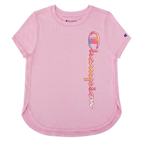 Champion Girls Shirt All Day Performance Short Sleeve Tech Athletic Tee Shirt Top Kids Clothing - Great for Gym, Sports and School, Pink, Small