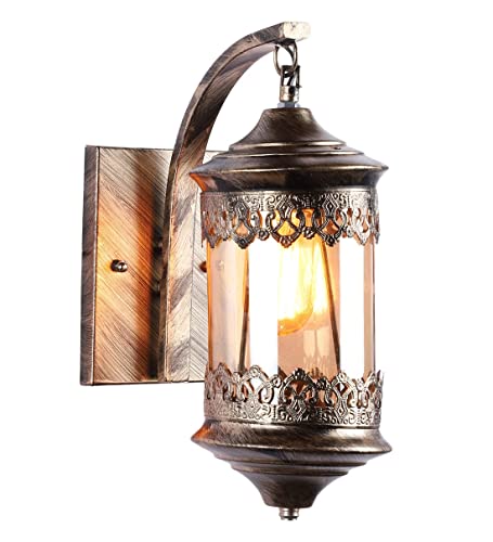 Image of SINOMAN Golden Antique Classic Retro Wall Light Fixture Vintage-Inspired Elegant Design for Home Decor, Living Room, Bedroom, Hallway and Home Ambiance Lighting (Without Bulb)