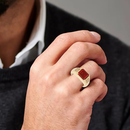 4ct Emerald Cut Gemstone Ring for Men 10K 14K 18K Real Gold Mens Gemstone Engagement Ring Luxury Mens Rings for Dad Husband Jewelry Gift for Birthday Father’s Day Valentine's Day3