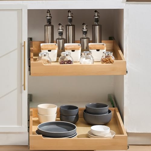 VEVOR Pull Out Cabinet Organizer, 20"W x 21"D Cabinet Drawer, Soft Close Slide out Shelf, Heavy-Duty Sliding Wood Drawer, Bottom Mount Size（20.5"W x 23"D）and Side Mount Size（21"W x 23"D） by VEVOR - Image 8