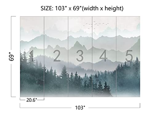 Cliouar-Mountain Peaks Woods Bedroom Living Room Decoration Mural Wallpaper 103" X 69"(Not Self-Adhesive) #TOP3