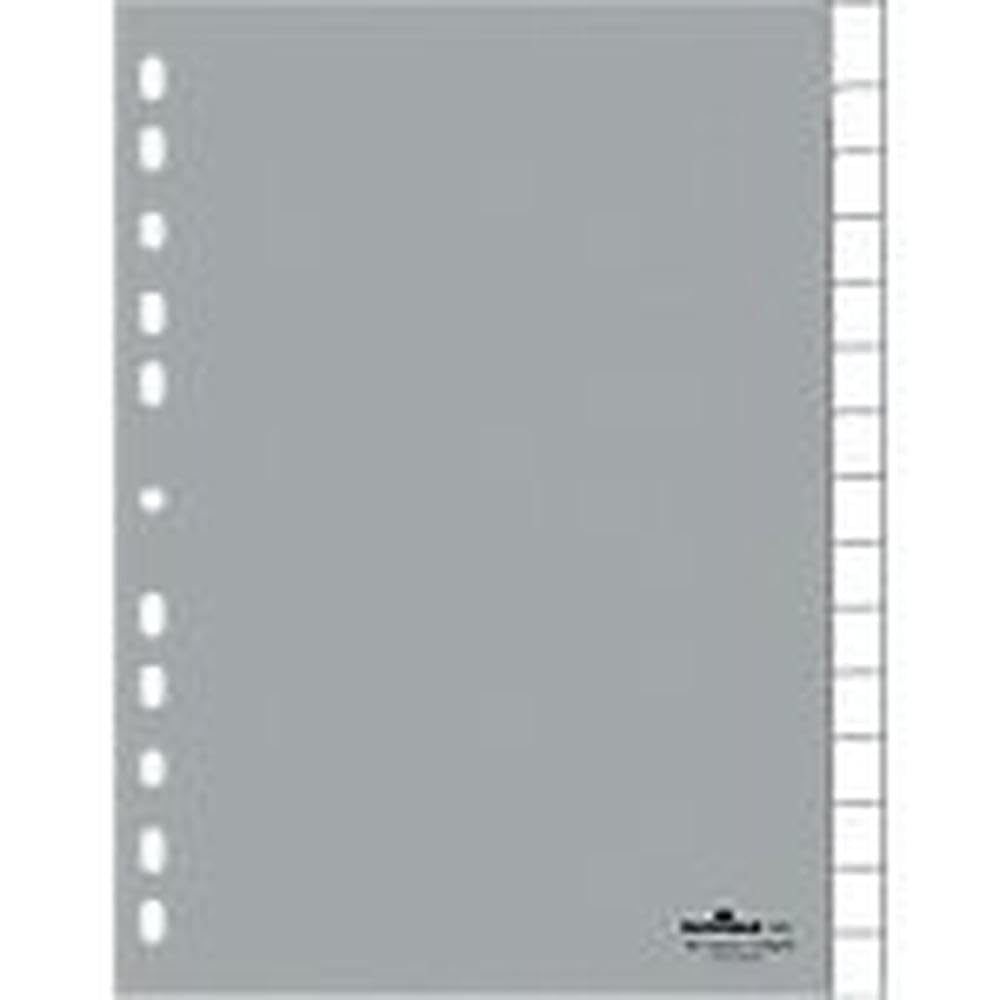 Intercalaires Durable A-Z Polypropylène Gris - 20 Divisions A4, Couverture Intégrale