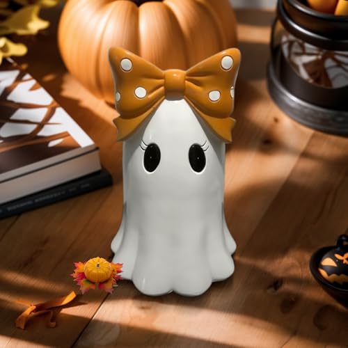Ghost Figure | Halloween Figures – Resin Craft with Bow for Decoration Desk Home Wedding Gothic Bedroom Window Center Table Scenery - Image 3