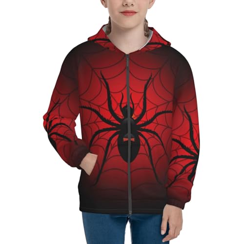 Spider on the Web Kids Pullover Hoodies Boys Zip Up Sweatshirts Girls Athletic Clothes with Pocket3
