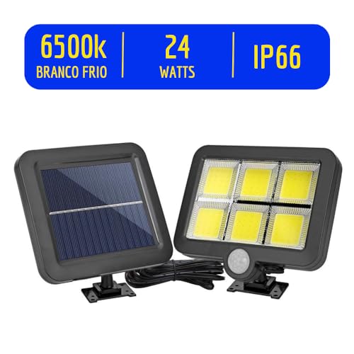 Luminária Energia Solar Com 3 Modos De Iluminação Refletor Externo Poste Rua Garagem Placa Solar + C