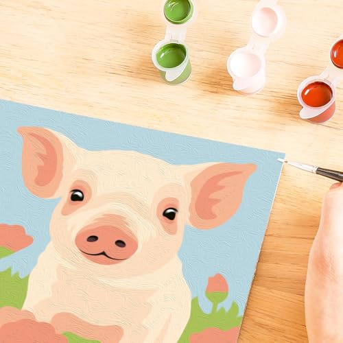 Ravensburger - CreArt Kids 8x12 cm - Numéro d'art - Cochon - Kit de Peinture par numéros - Dès 7 Ans - 25901