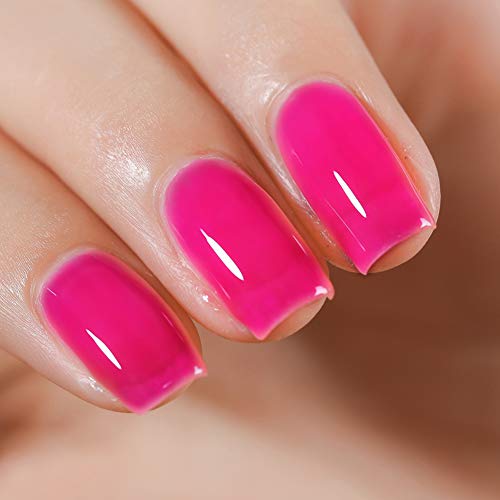 FANZEST Gel Nail Polish LED UV Gel Soak Off Gel Polish Nail Art Summer Neon Colors(Bright Pink)
