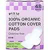 Pixie Organic Cotton Pads for Women - Ultra Thin with Wings, Leak-Proof & Moisture-Wicking - Compostable, Unscented Menstrual Pads - Regular Absorbency - 48 Count