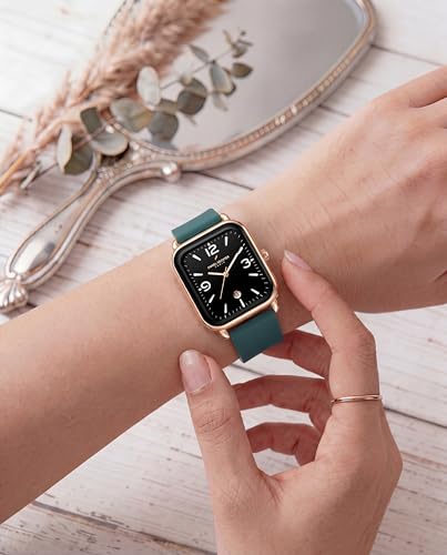 Image of Daniel Hechter Paris Gabrielle Collection Luxury Analog Watch for Women with Square Dial, Date Display and Silicone Strap