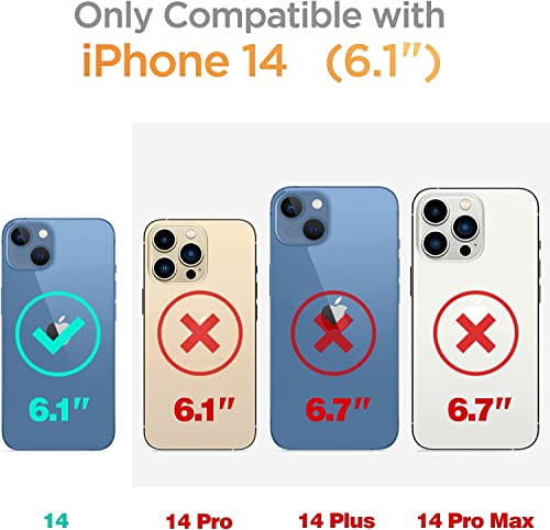 Roseparrot [4-In-1] Iphone 14 Case With Tempered Glass Screen Protector + Camera Lens Protector, Clear With Floral Pattern Design, Shockproof Protective Cover (Fireflies/Purple) #TOP6