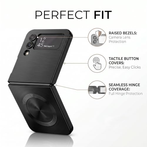 Image of amazon basics Premium Mag-Safe Case for Samsung Galaxy Z Flip 3 | Shockproof & Anti-Scratch Cover | Soft Silicone with Wireless Charging | Camera Lens Guard - Black