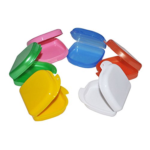 quanjucheer Caja de almacenamiento de dentadura dental, soporte para dientes falsos, protector bucal, estuche de almacenamiento hermoso (aleatorio)