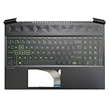 Garantie: 90 jours Clavier avec repose-poignets pour ordinateur portable pour HP Pavilion Gaming 15-EC1033AX 15-EC1034AX 15-EC1035AX 15-EC1036AX 15-EC1071AX 15-EC1076AX avec rétroéclairage vert États-Unis US Noir