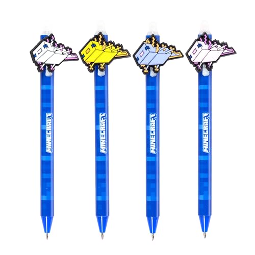 Stylo effaçable Minecraft en PVC avec encre gel bleue pour écolier
