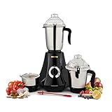 GEEPAS 750W 3-in-1 Mixer Grinder | Stainless Steel Jars & Blades | 3 Speed Control, Perfect for Chutney, Dry & Wet Fine Grinding Mixing | Overload Protection | Powerful Motor | 2 Year Warranty, Black