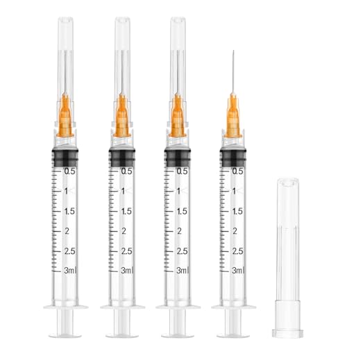 3 ml Syringe with Needle,25G 1inch Syringe with Needle,100 Pack Individually Sealed