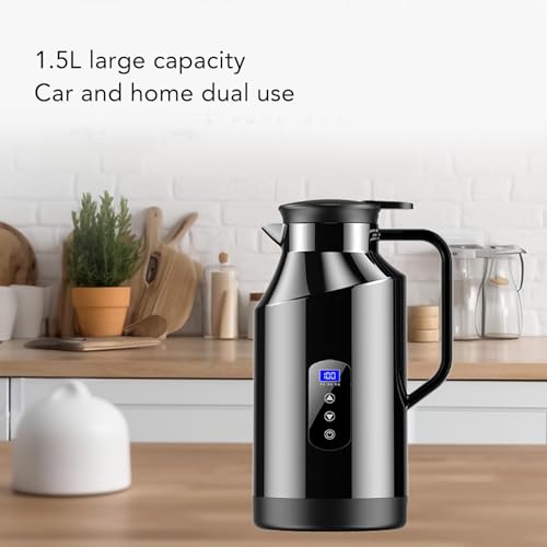 Hervidor eléctrico para auto 12V 1500ml acero miniatura 3