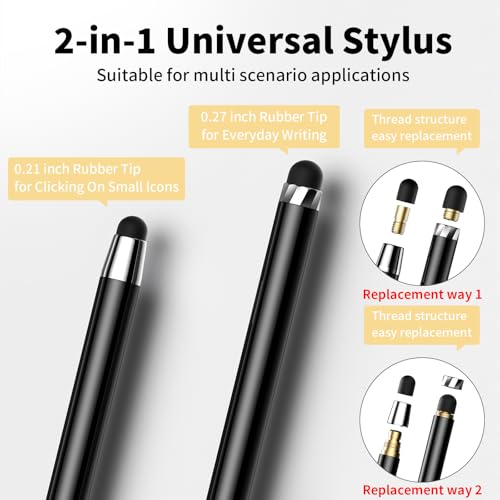 Image of 10 PCS Stylus,Stylus Pen for Touchscreen,Stylus 2-in-1 High Sensitivity & Precision Suitable for Touch Screens of iPhone /ipad /Android Tablets(10 Stylus Pen Gold /Black + 20 Tips)