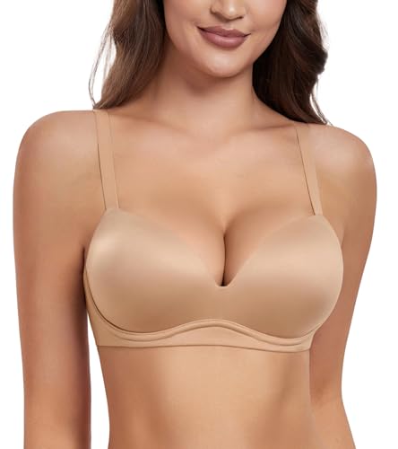 HACI Women's Push Up Bra Wirefree Padded Plunge Everyday T-Shirt Comfortable Seamless