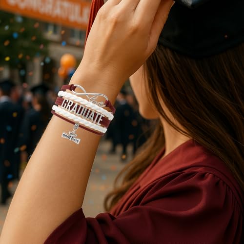 Image of Infinity Collection Graduation Bracelet Gift Graduate Jewelry for Her, Class of 2026 Keepsake, Adjustable Charm Bracelet for Women & Girls