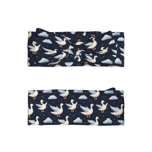 Blue Wing Goose Print Baby Girl Bows Headbands Baby Girls Newborn Headbands Infant Toddlers 0-6 Months2